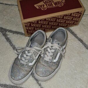 Girls, Size 3 Silver Glitter Vans